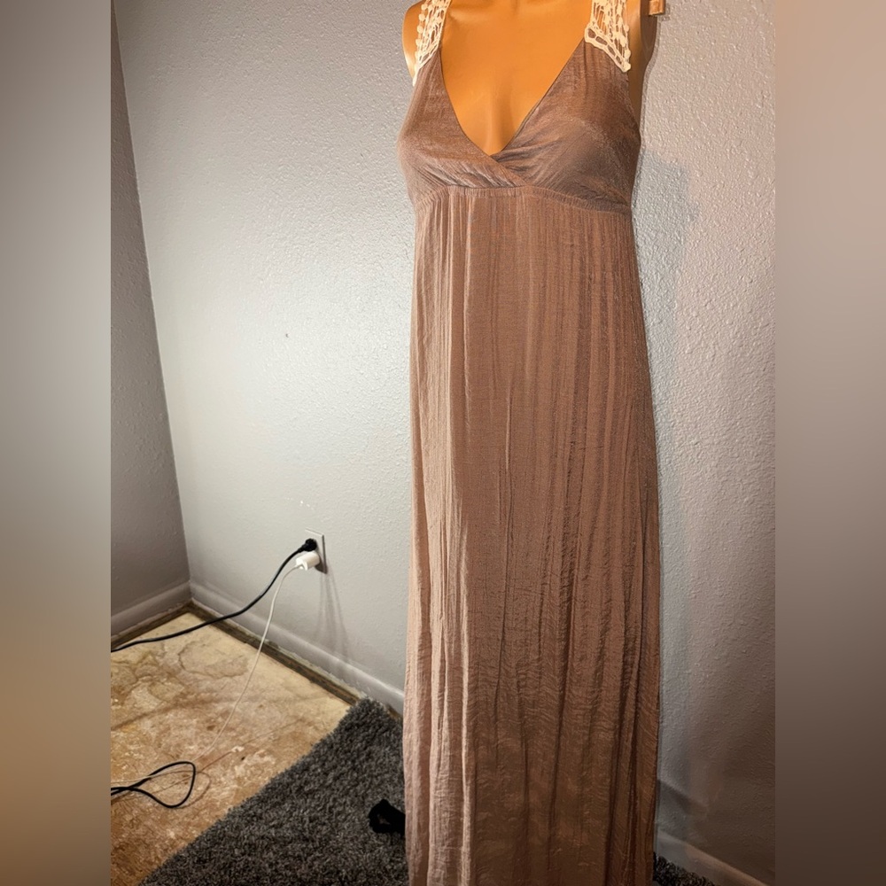Forever 21 Brown Maxi Dress with Lace Straps
